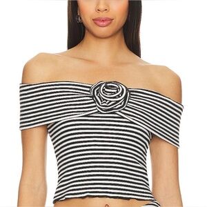 Lovers and Friends - Luna Top in Black & White stripes - XS